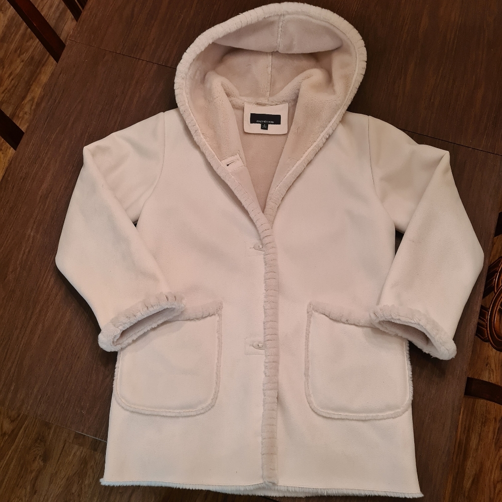 Jones New York Faux Shearling Hooded Coat - M